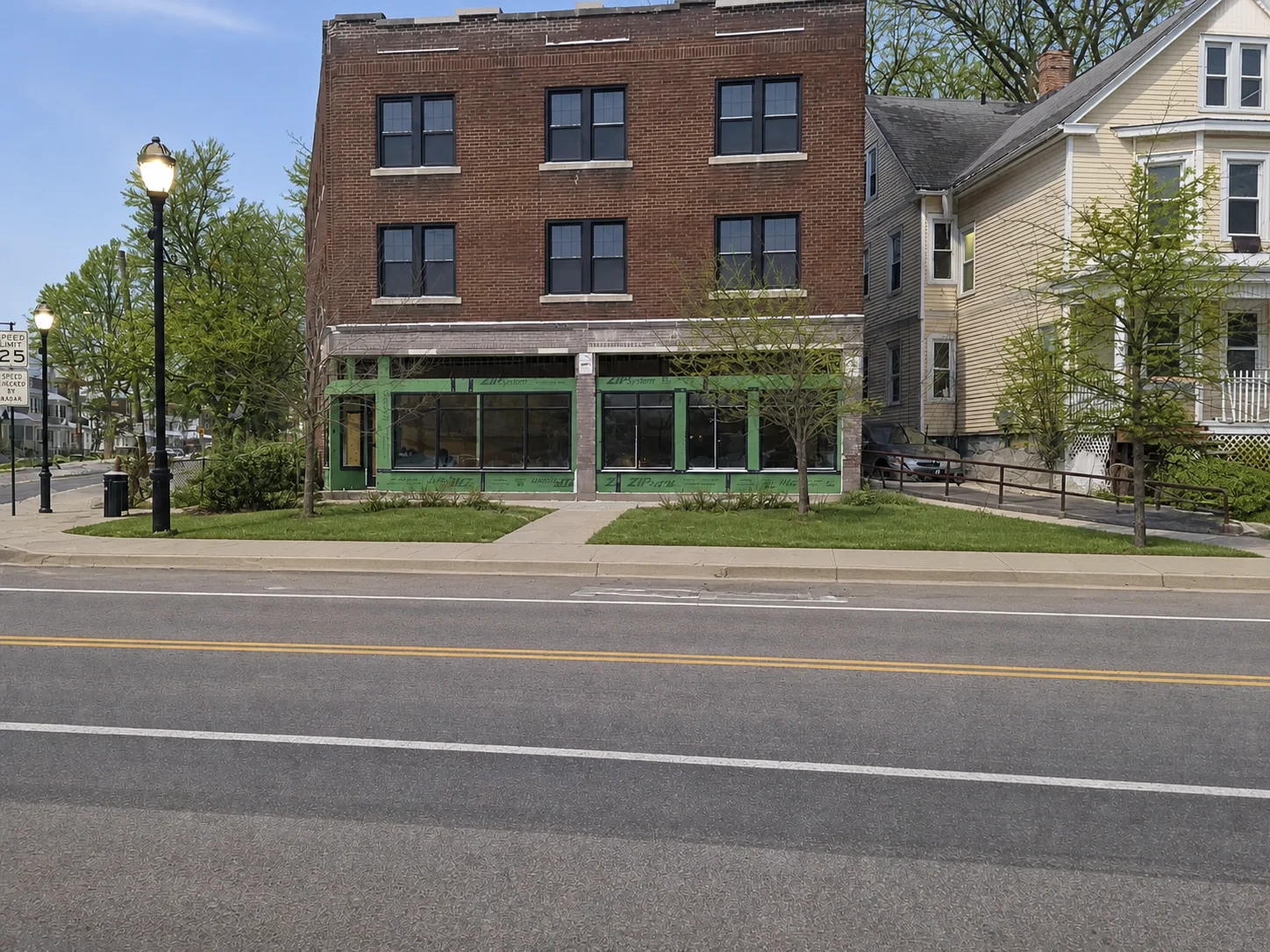 Spring view of the Uptown Building at 1468-1470 Albany Avenue